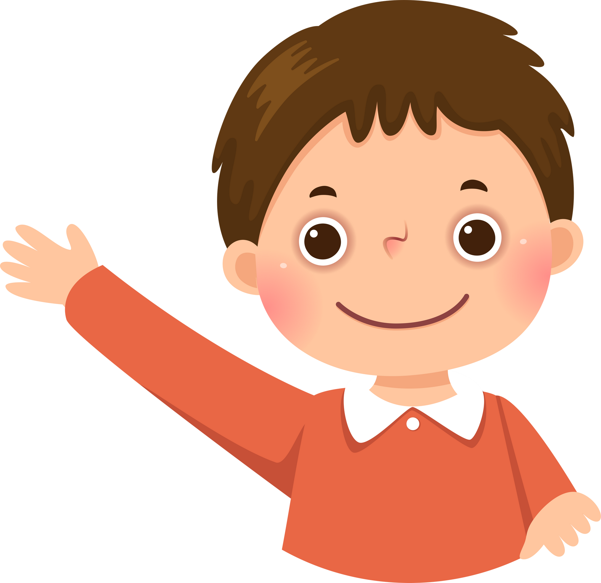 Little boy waving with hand in greeting